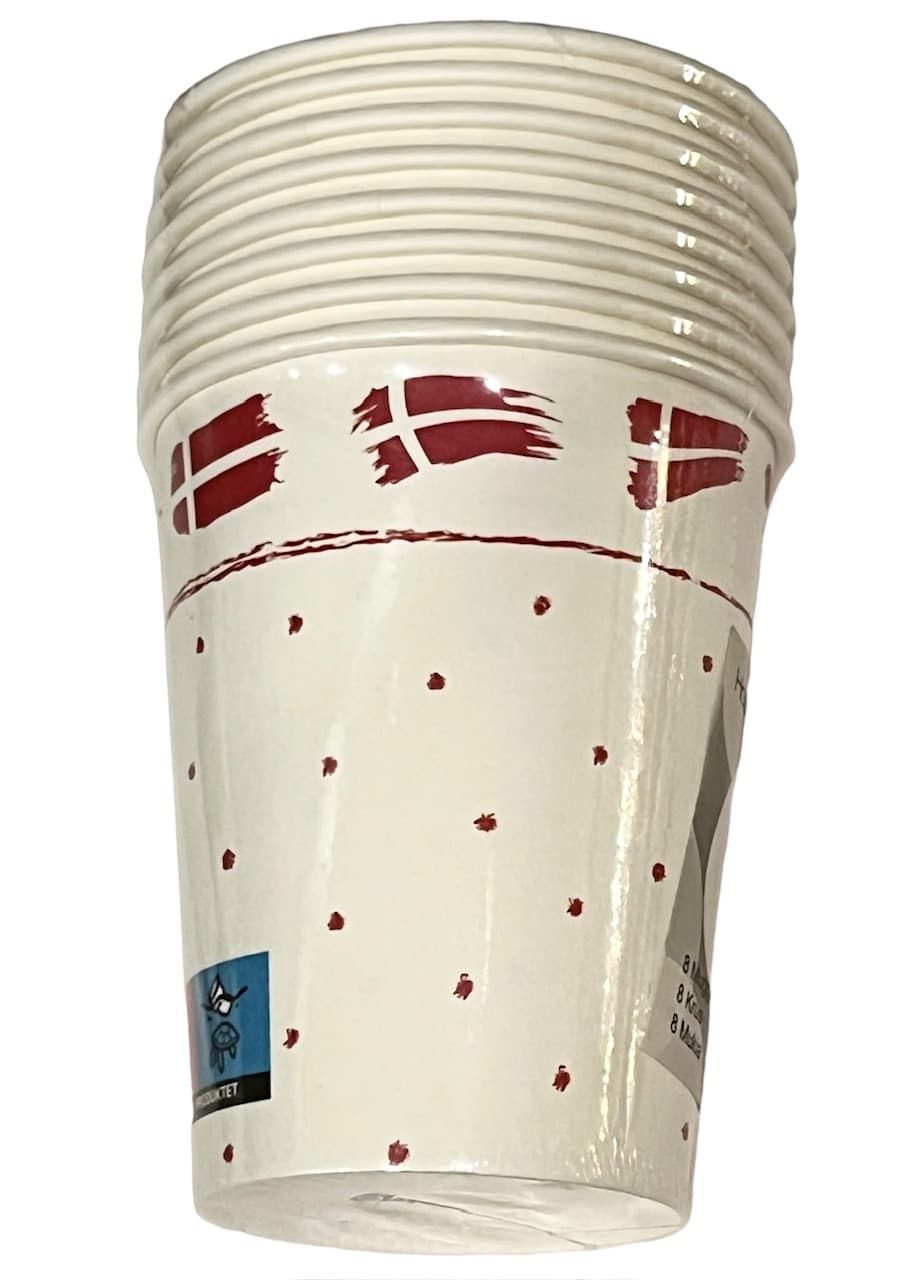 8 Pappbecher mit Fähnchen und Punkten 8 Pappbecher mit Fähnchen und Punkten