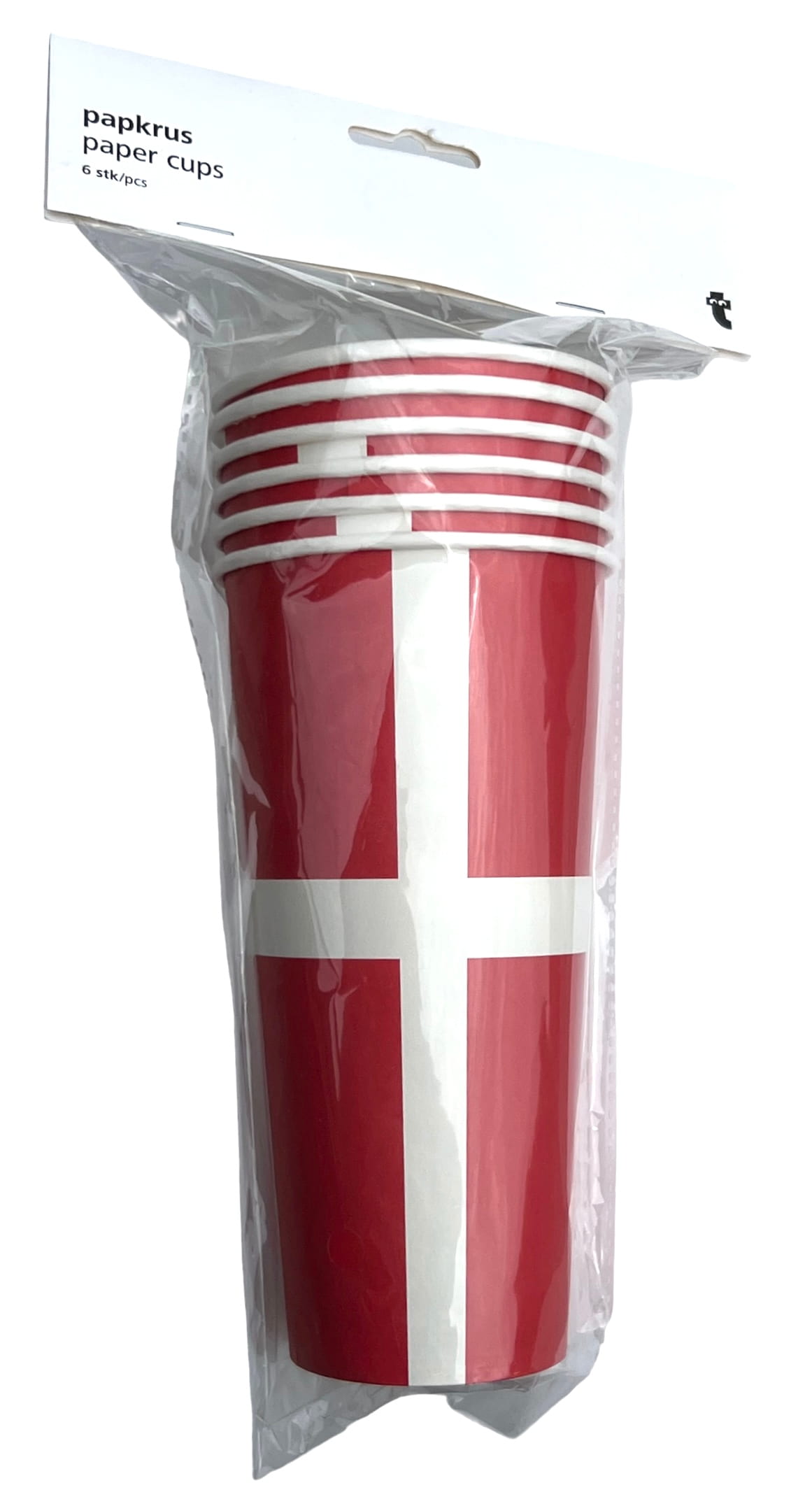6 Røde kopper med flag, 700 ml