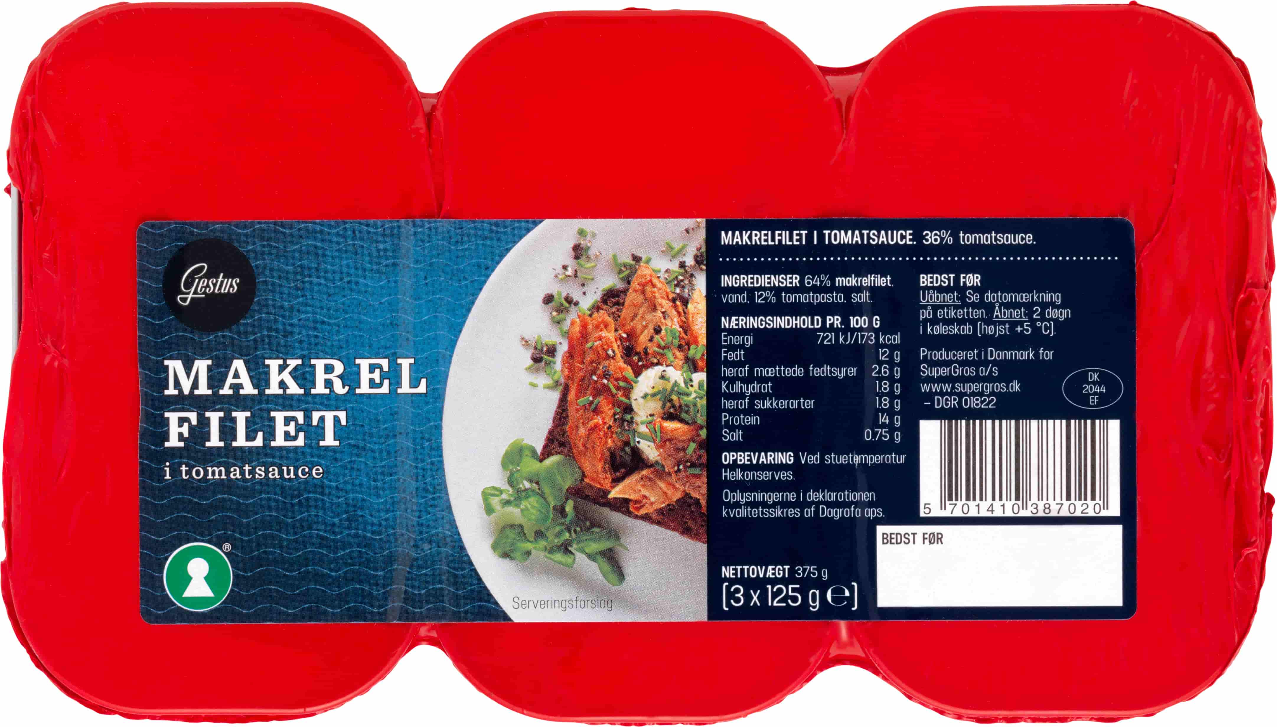 Gestus Makrel i tomat 3x125g