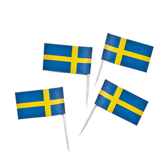 50 svenske flag på pind - 4 cm