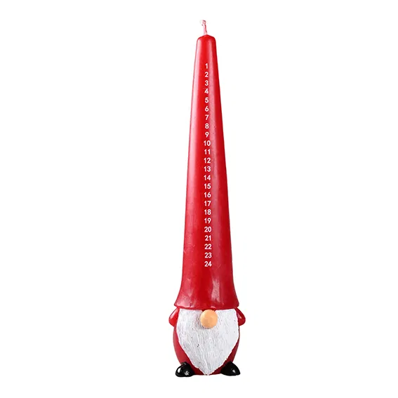 Kalenderlys - rød nisse, 27cm Kalenderlys - rød nisse, 27cm