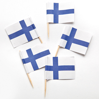 Finske flag på pind - 4 cm