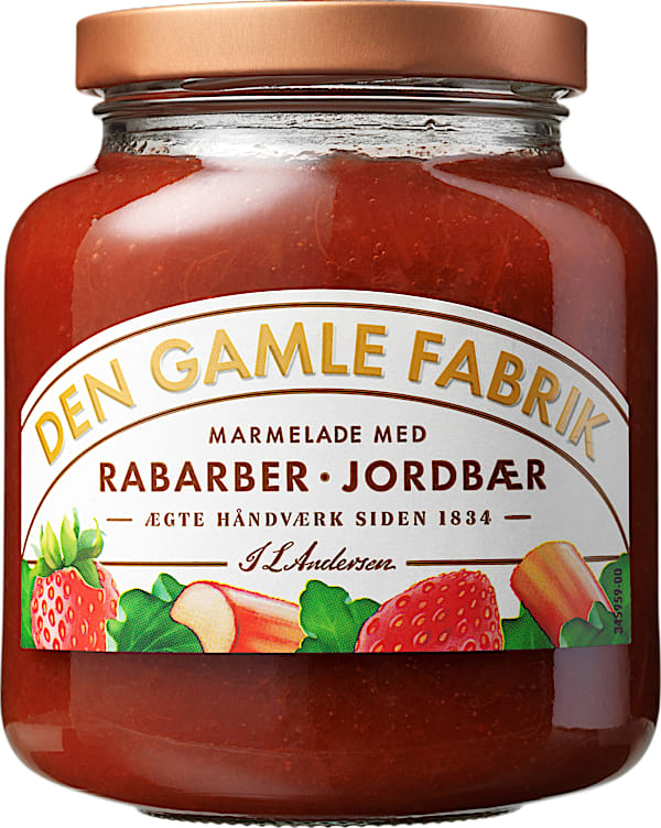 Den Gamle Fabrik Rhabarber-Erdbeer Marmelade, 380g