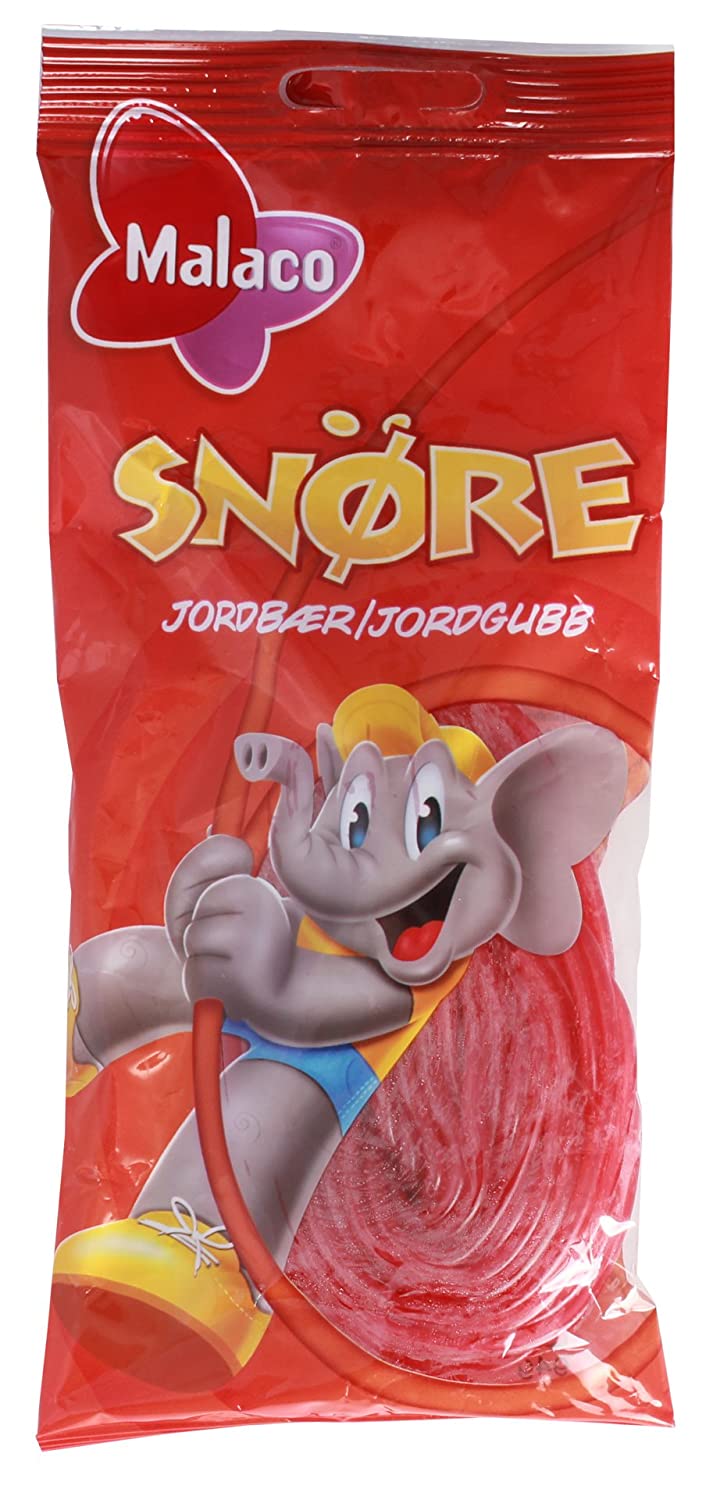 Malaco Snøre jordbær 94g Malaco Snøre jordbær 94g