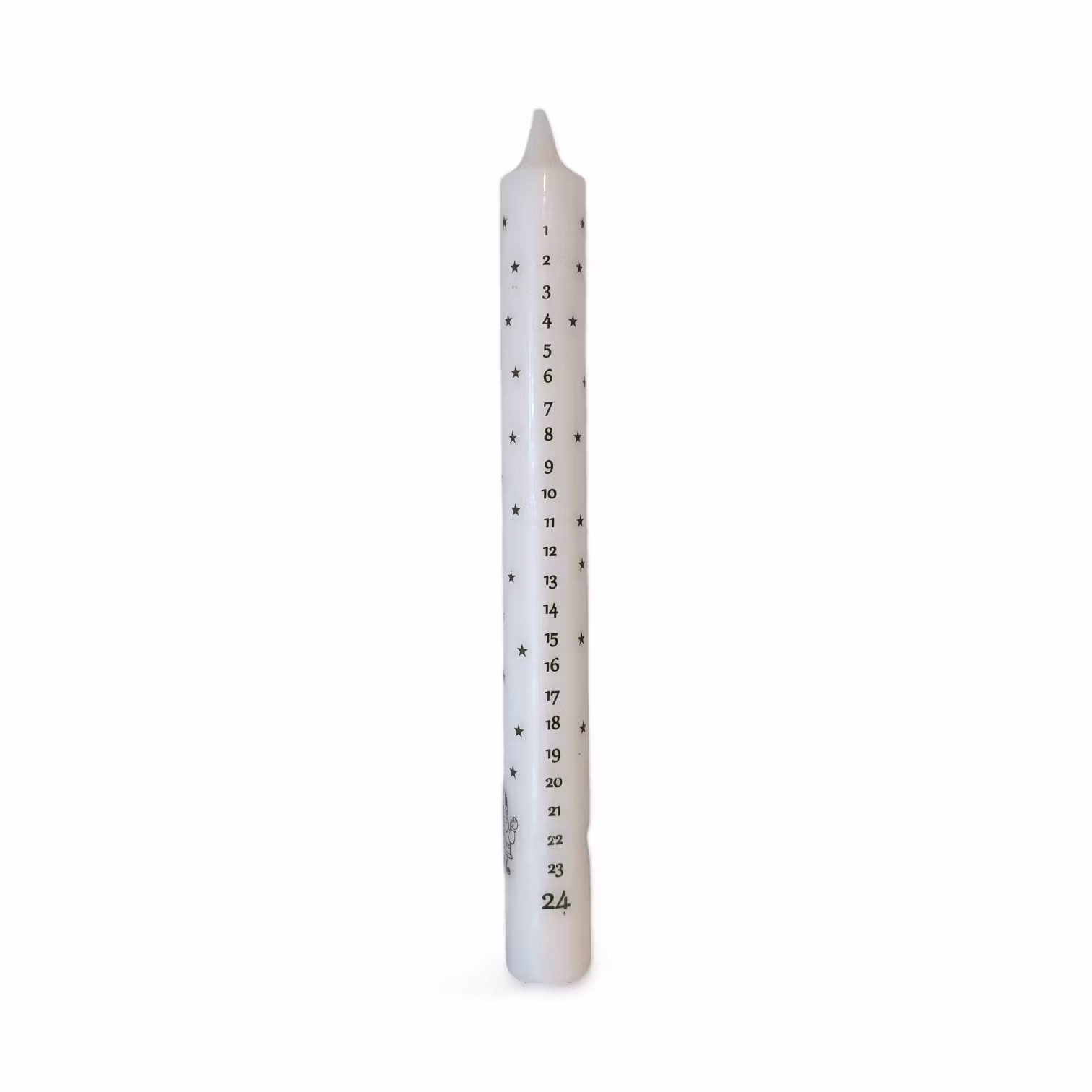 Calendar Candle – White with green Numbers, 3 cm